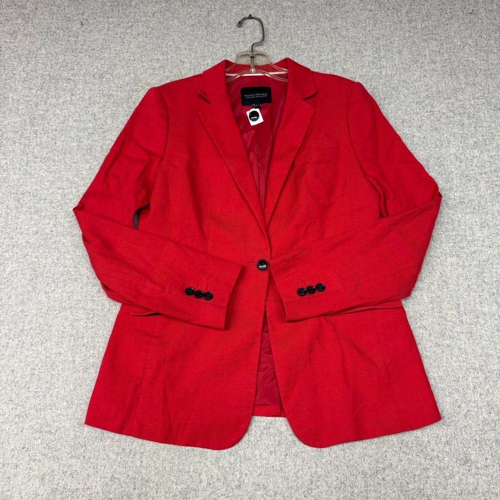 Banana Republic | Long and Lean Blazer | 4 | Red | Single Button Lined Tailored